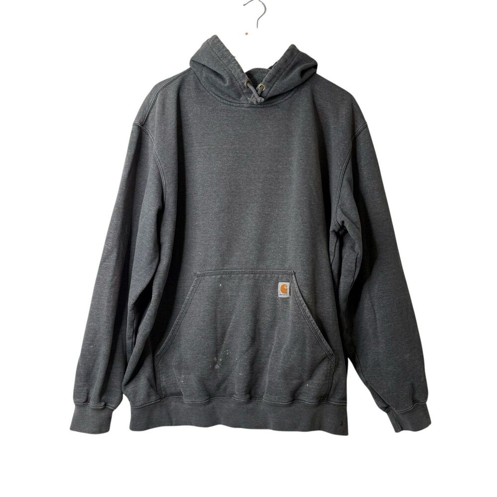 Carhartt Loose Fit Midweight Pullover Hoodie Mens XL Grey Distressed Work K121